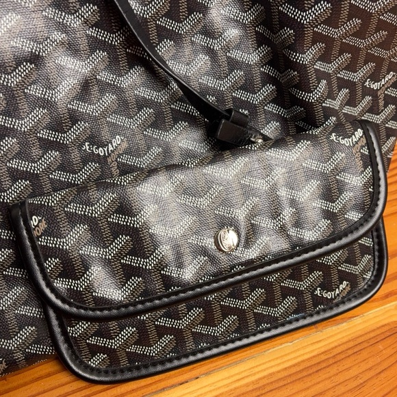 FAUX GOYARD SAINT LOUIS PM TOTE - BLACK GOYARDINE - Picture 11 of 16